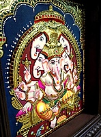 Super Embossed Panchmukh Ganesh Tanjore Painting Super Embossed Panchmukh Ganesh Tanjore Painting