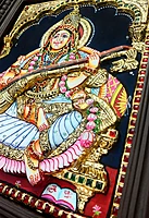 Super Embossed 3D Saraswati Devi Tanjore Painting