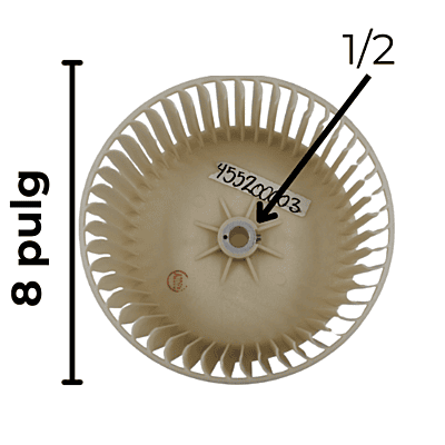 Turbina Evaporador Largo 6 11/16 Ancho 8 Flecha 1/2 CW Derecha - 10455200003