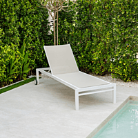 Olimpia Sunlounger | White Texturized | Ash Fabric | Stackable | OLT-SR/BLT-38/00 | Balliu