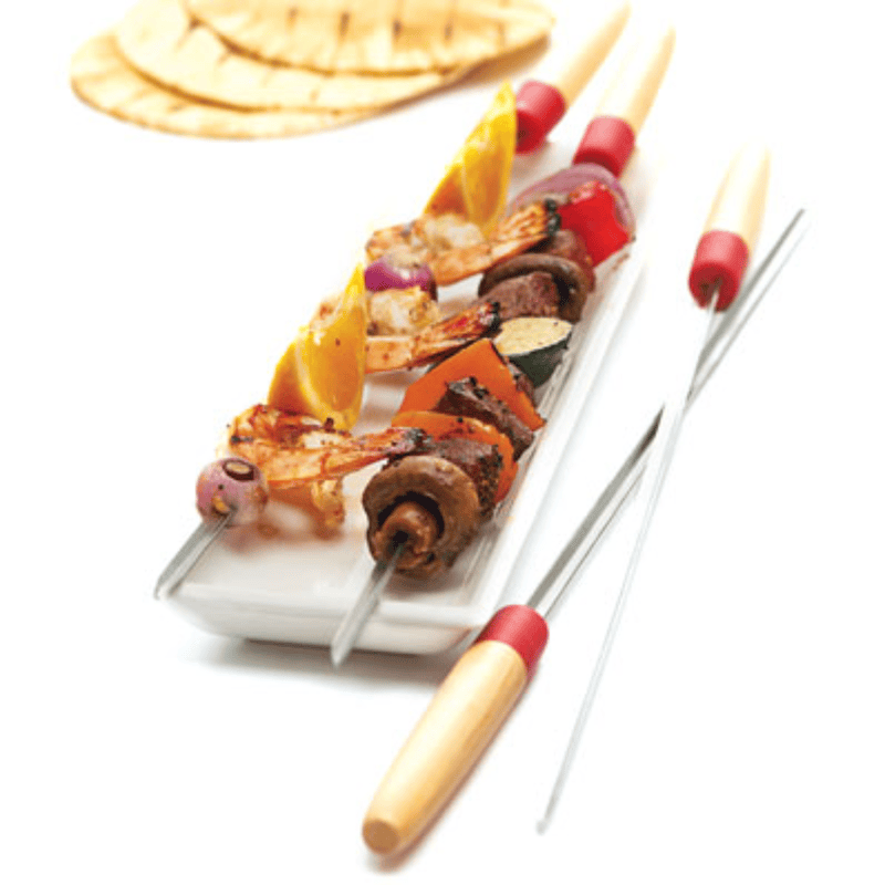 Grillpro Deluxe Stainless Steel 22” Wooden Handle Skewer W/ Silicone Handles
