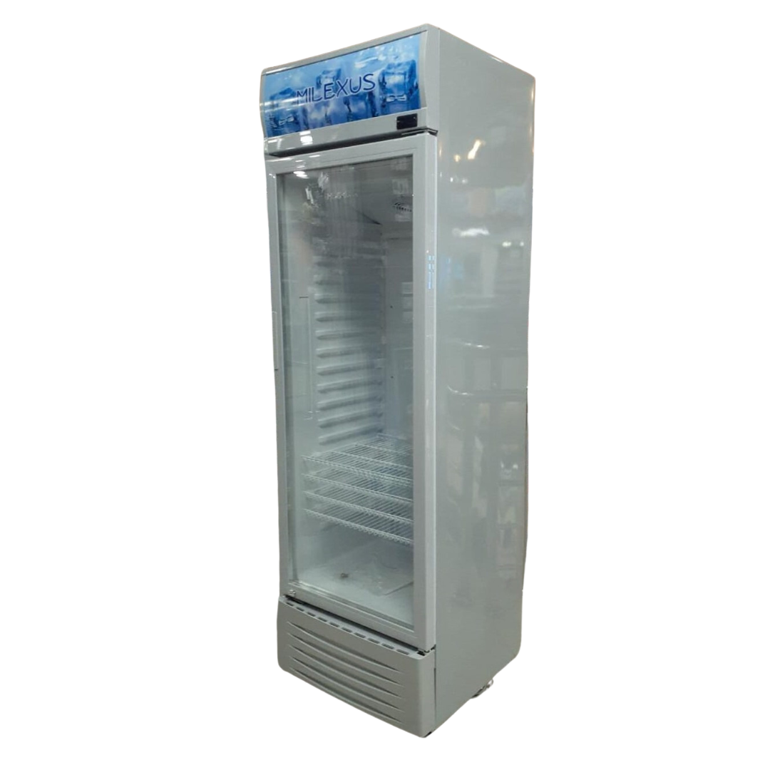 MILEXUS GREY VERTICAL SINGLE DOOR 13CU FT COOLERS 110V