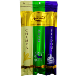 Amrutha 3 in 1 (Champa,Musk,Firdous) Premium Incense Sticks 125g Zipper Pouch