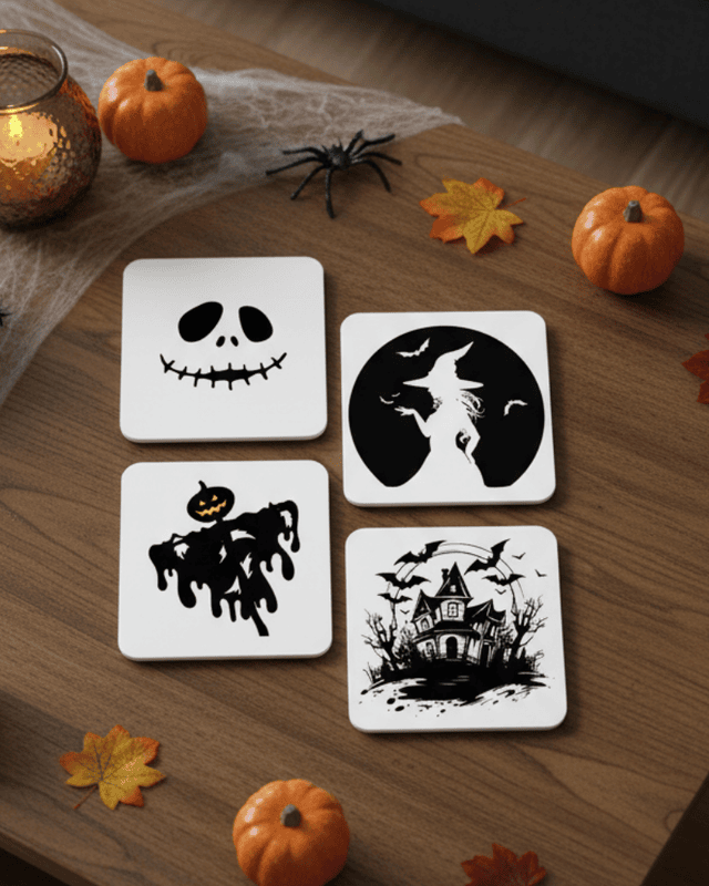 Halloween Beverage Coasters, Set of 4