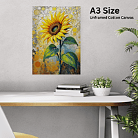 Solar Symphony – Sunflower Printed Canvas Wall Art (Unframed) | A4 & A3 Sizes | Abstract Nature-Inspired Decor, Vibrant Museum-Quality Print