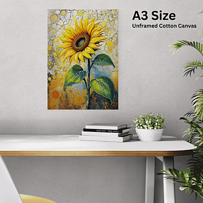 Solar Symphony β Sunflower Printed Canvas Wall Art (Unframed) | A4 & A3 Sizes | Abstract Nature-Inspired Decor, Vibrant Museum-Quality Print Solar Symphony β Sunflower Printed Canvas Wall Art (Unframed) | A4 & A3 Sizes | Abstract Nature-Inspired Decor, Vibrant Museum-Quality Print
