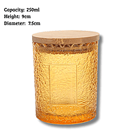 Embossed Glass Candle Jar (250ml with Bamboo Lid)