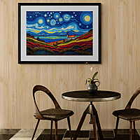 Scottish Highlands Meets Starry Night Magic | Van Gogh-Inspired Canvas Print