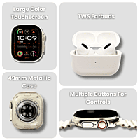 Smart Watch Bundle with Earbuds & 6 Interchangeable Bands - Fitness & Notifications