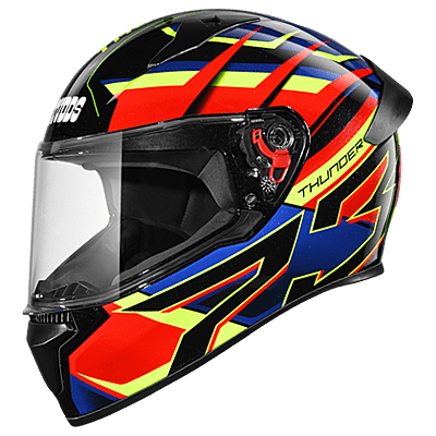 STUDDS THUNDER D6 MATT BLACK/RED N1 BLUE C/V (XL) WITH SPOILER AND MIRROR VISOR