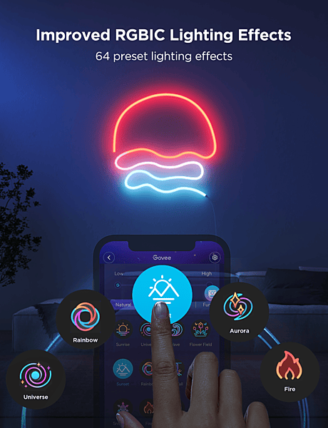 Govee 3M Neon Preinstalled Strip Light White support Matter