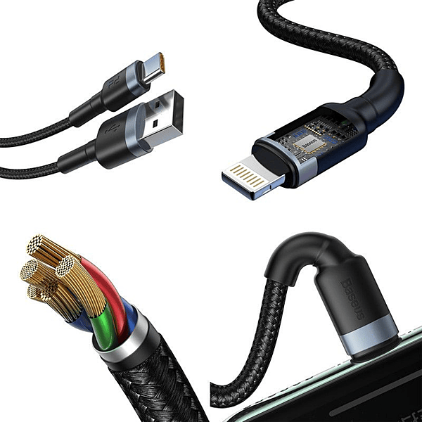 Baseus 1.2m - 2.4A 18W 2in1 Cafule USB Type-C + Type-A PD Cable - Red+Black