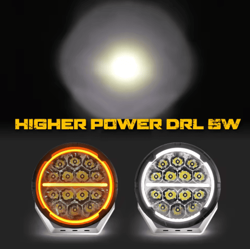 Tan 4x4 7" Super Bright Offroad Spotlights with DRL [PAIR]