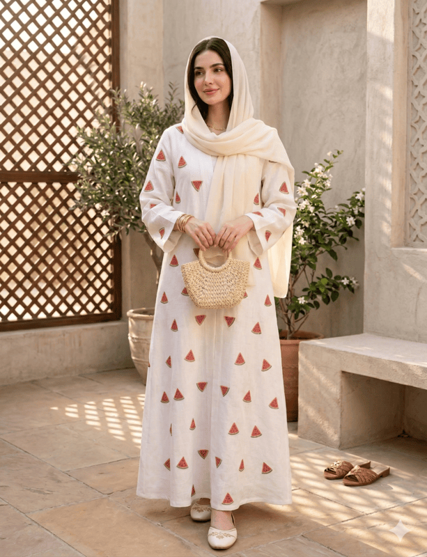 WaterMelon Linen Abaya