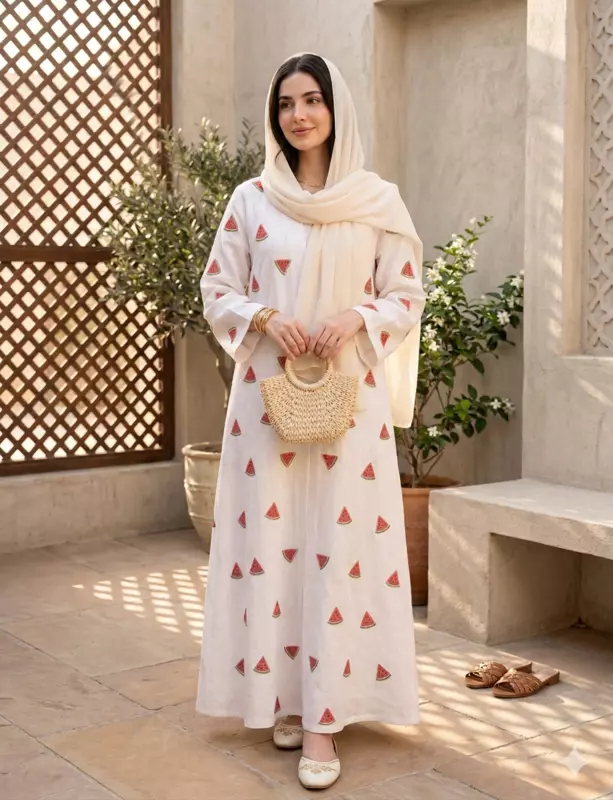 WaterMelon Linen Abaya