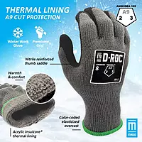 Magid® 10-Gauge Hyperon® Sandy Latex Coated Touchscreen Work Gloves with Insulcore® Fleece Liner — ANSI Cut Level A9