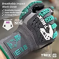 Magid® T-REX® 21G MAX Level 2 Impact Glove with Foam Nitrile Palm Coating and Touchscreen Compatibility — ANSI Cut Level A6