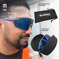 Magid® AcuSpex™ Semi-Frameless Polarized Blue Mirrored Safety Glasses — PA9080