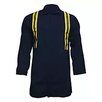 Magid OAJ1035NHV Navy 10 Oz. Oasis Jacket With Silver/Yellow Triple Trim Reflective Pattern