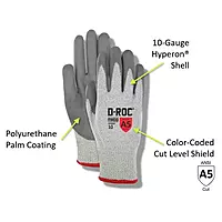 Magid® 10-Gauge Hyperon® Polyurethane Palm Coated Work Gloves — ANSI Cut Level A5