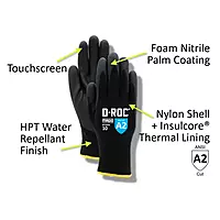 Magid® Water Repellent Foam Nitrile Coated Thermal Gloves with Touchscreen Compatibility — ANSI Cut Level A2