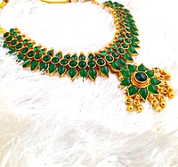 Panchalokam/Copper/Impon One Gram Gold Finish & Real Kempstones /Attigai/Addige