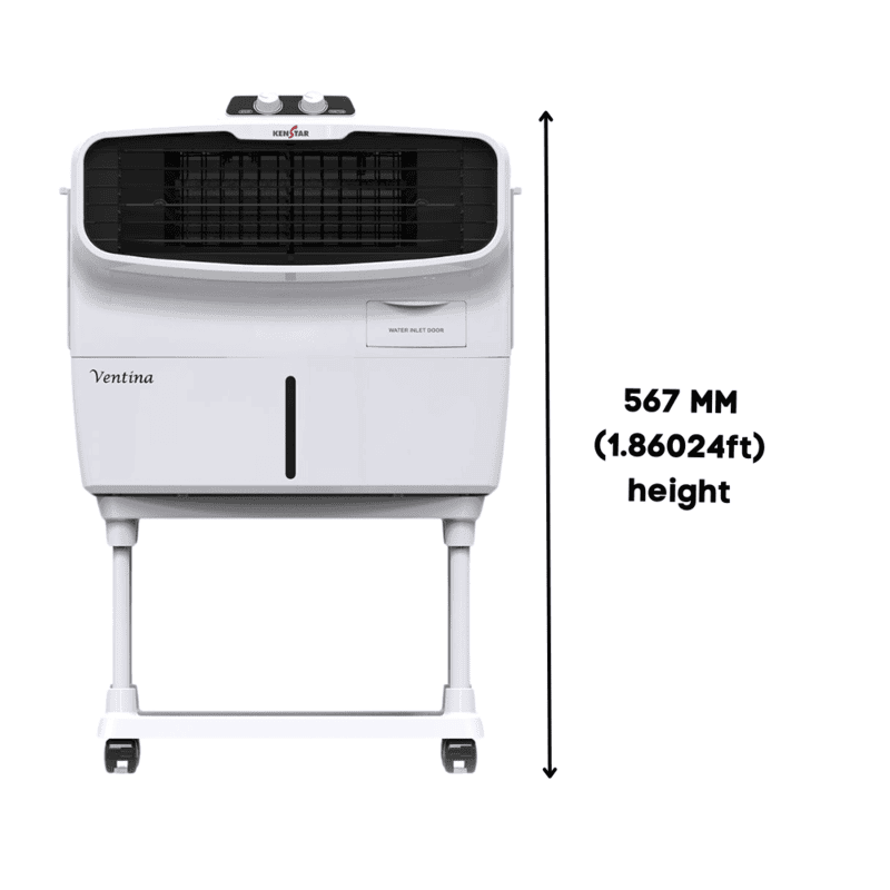 Kenstar Ventina 60 Litres Personal Air Cooler with Trolley, Ice Chamber (White)
