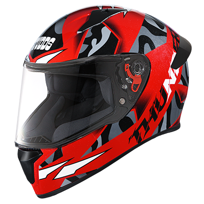 STUDDS THUNDER D7 RED D9 BLACK C/V (L) WITH SPOILER AND MIRROR VISOR