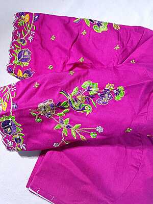 K035: Ready To Ship Beautiful Raw Silk Pink Work Blouse