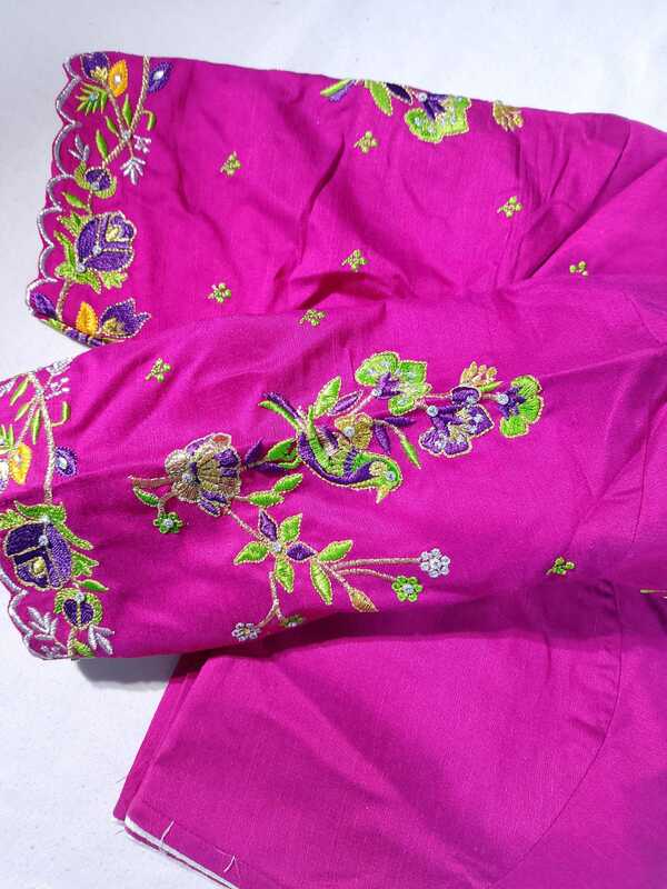 K035: Ready To Ship Beautiful Raw Silk Pink Work Blouse