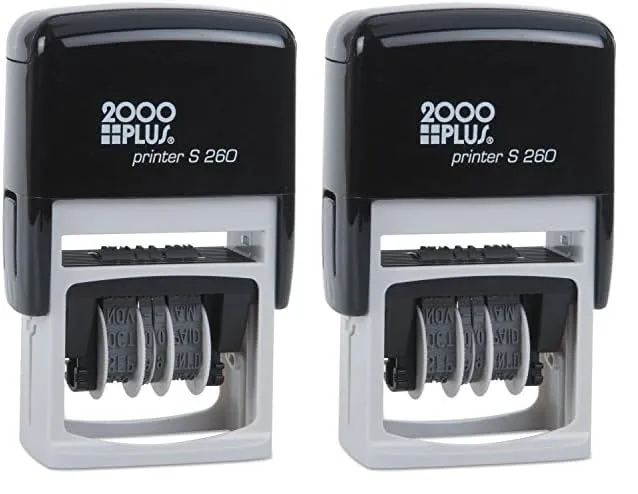 2000 PLUS 4-in-1 Date Stamp 15/16 x 1 3/4 Blue/Red - Self-Inking