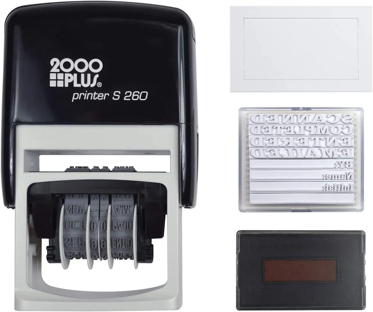 2000 PLUS 4-in-1 Date Stamp 15/16 x 1 3/4 Blue/Red - Self-Inking