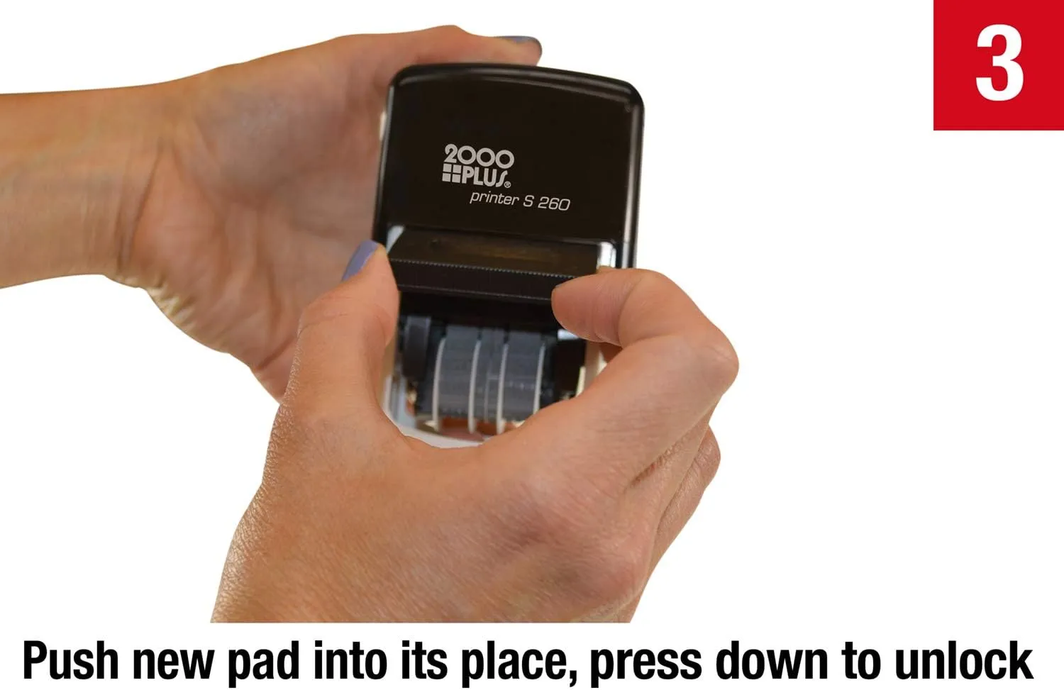 2000 PLUS 4-in-1 Date Stamp 15/16 x 1 3/4 Blue/Red - Self-Inking