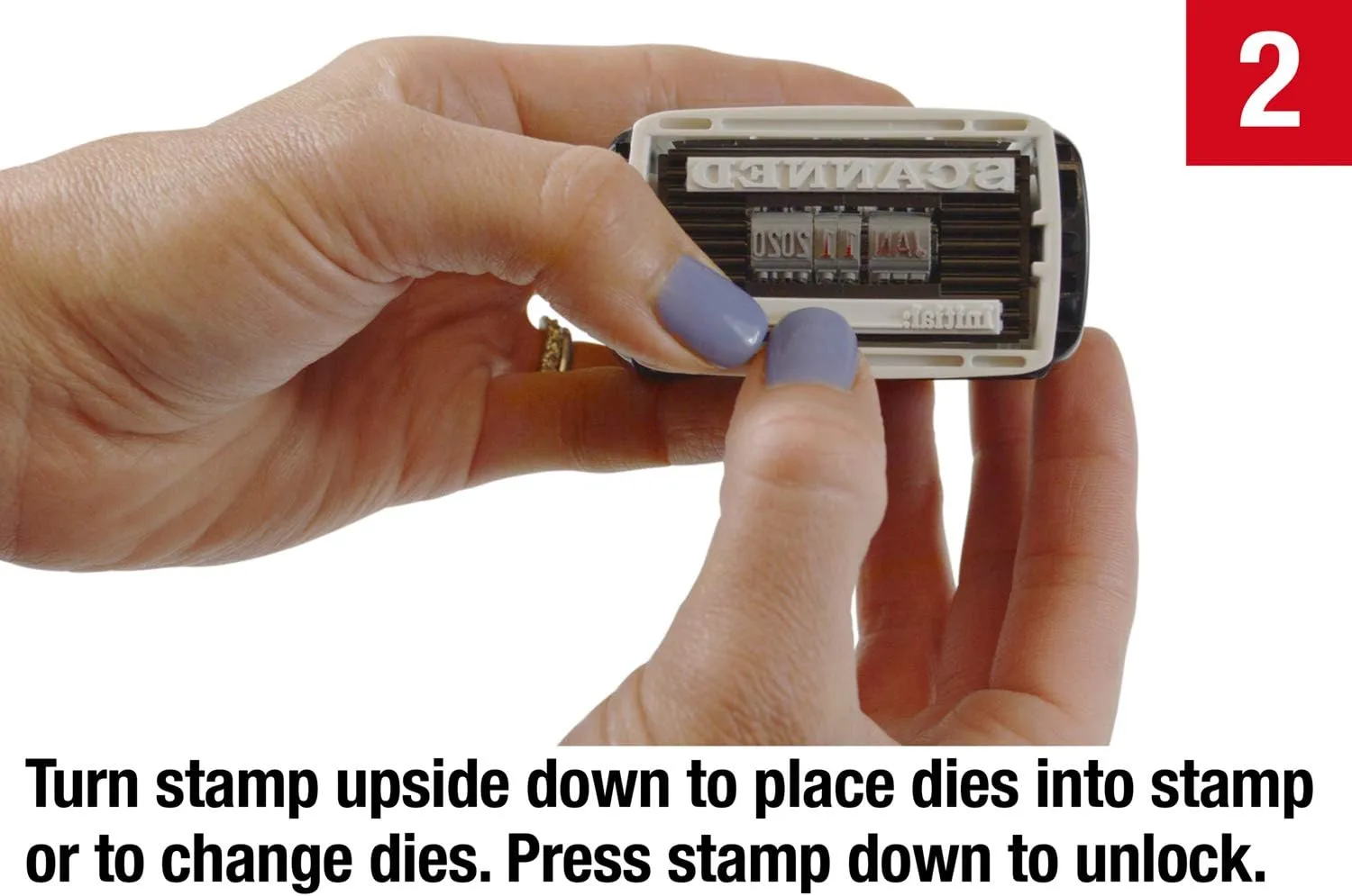 2000 PLUS 4-in-1 Date Stamp 15/16 x 1 3/4 Blue/Red - Self-Inking