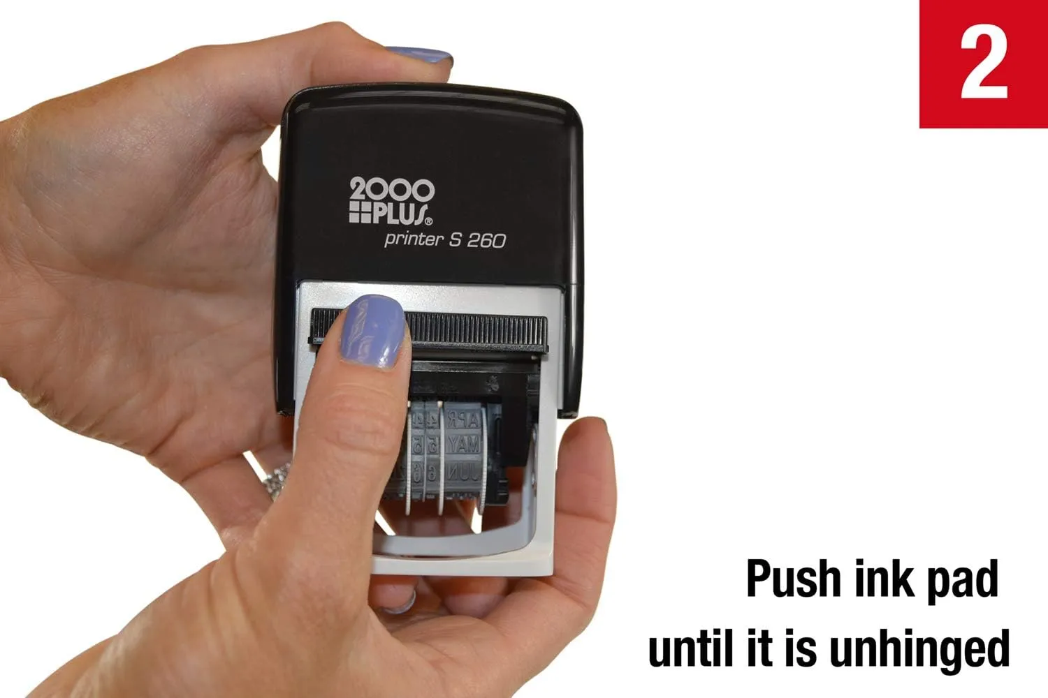 2000 PLUS 4-in-1 Date Stamp 15/16 x 1 3/4 Blue/Red - Self-Inking