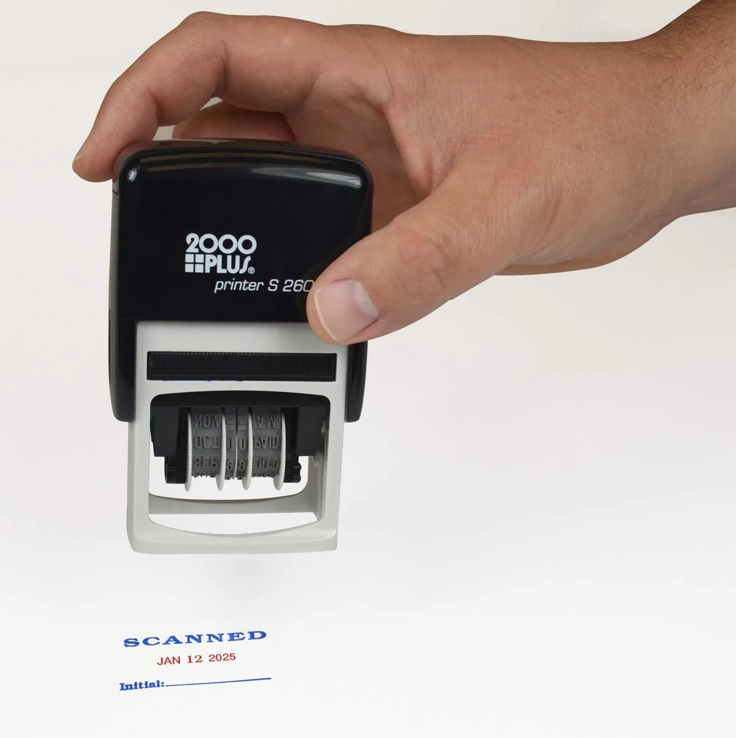 2000 PLUS 4-in-1 Date Stamp 15/16 x 1 3/4 Blue/Red - Self-Inking