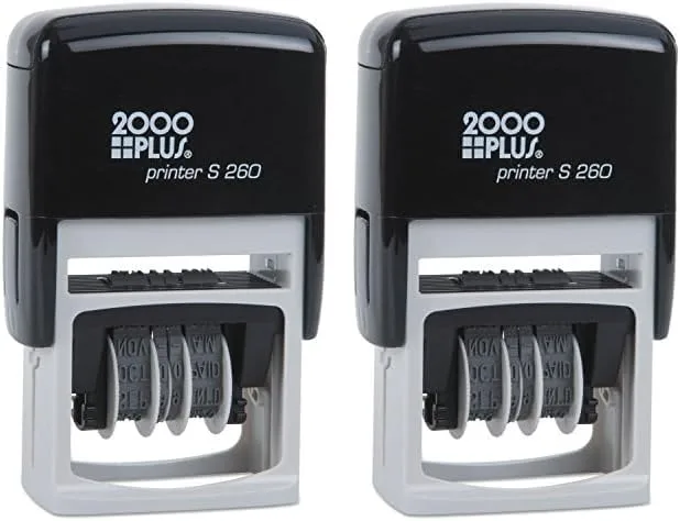 2000 PLUS 4-in-1 Date Stamp 15/16 x 1 3/4 Blue/Red - Self-Inking