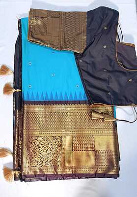 J478: Ready To Ship Beautiful Semi Gadwal Saree With Stitched Blouse