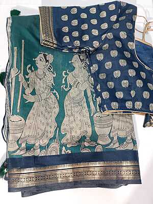 J476: Ready To Ship Beautiful Kalamkari Saree With Stitched Blouse