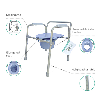 2007W Elongated Folding Commode Chair