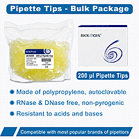200μl Universal Pipette Tips, PP, Bulk Pack, Non-Sterile, Yellow, DNase & RNase free