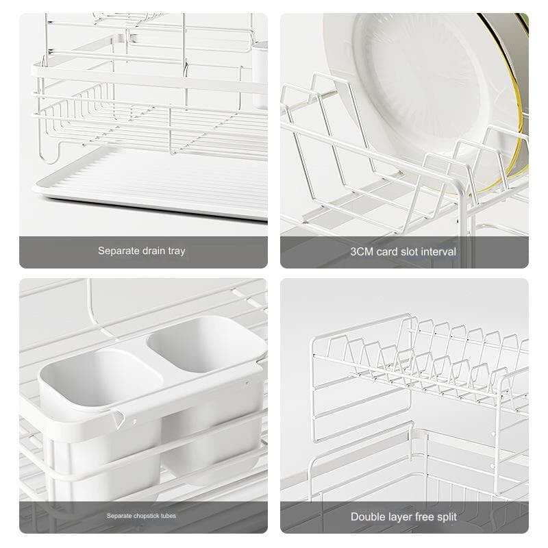 ONE LAYER STAND DISH DRAINER WITH CUTLERIES STORAGE