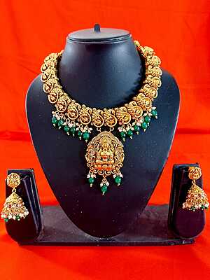 H12 : Ready To Ship Beautiful Lakshimi Devi Necklace Set