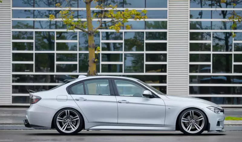 BMW F30 / F35 M-Tech GV Style Carbon Fiber Rear Lip with Caps (2013–2019)