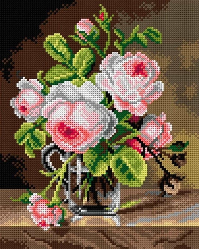 Mezzo Punto - Cornelis Van Spaendonck - Rose in vaso di vetro Mezzo Punto - Cornelis Van Spaendonck - Rose in vaso di vetro