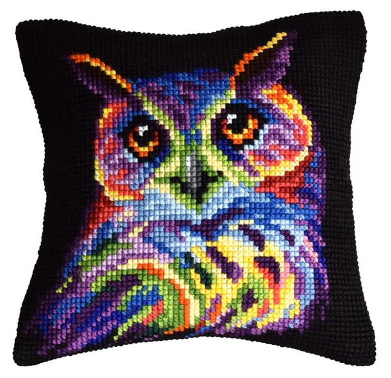 Magic Owl - Cuscino ricamo punto croce