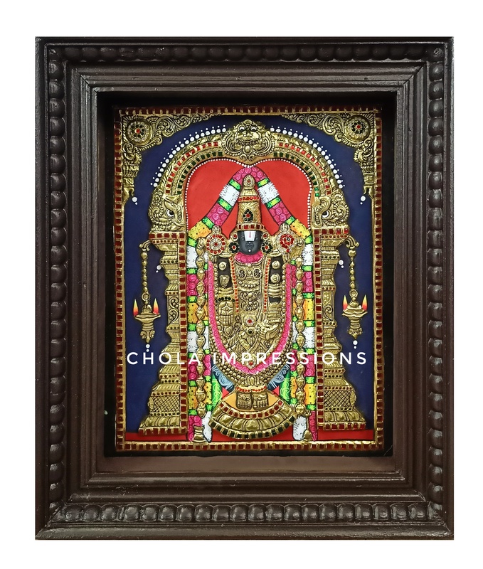 Super Embossed Statue-like Balaji Tanjore Painting - Medium Size
