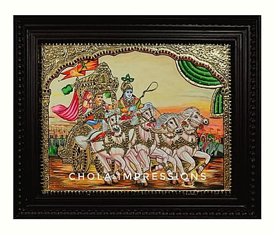 Bhagawat Gita Tanjore Painting - Gita Upadesam Partha Sarathi Krishna Bhagawat Gita Tanjore Painting - Gita Upadesam Partha Sarathi Krishna