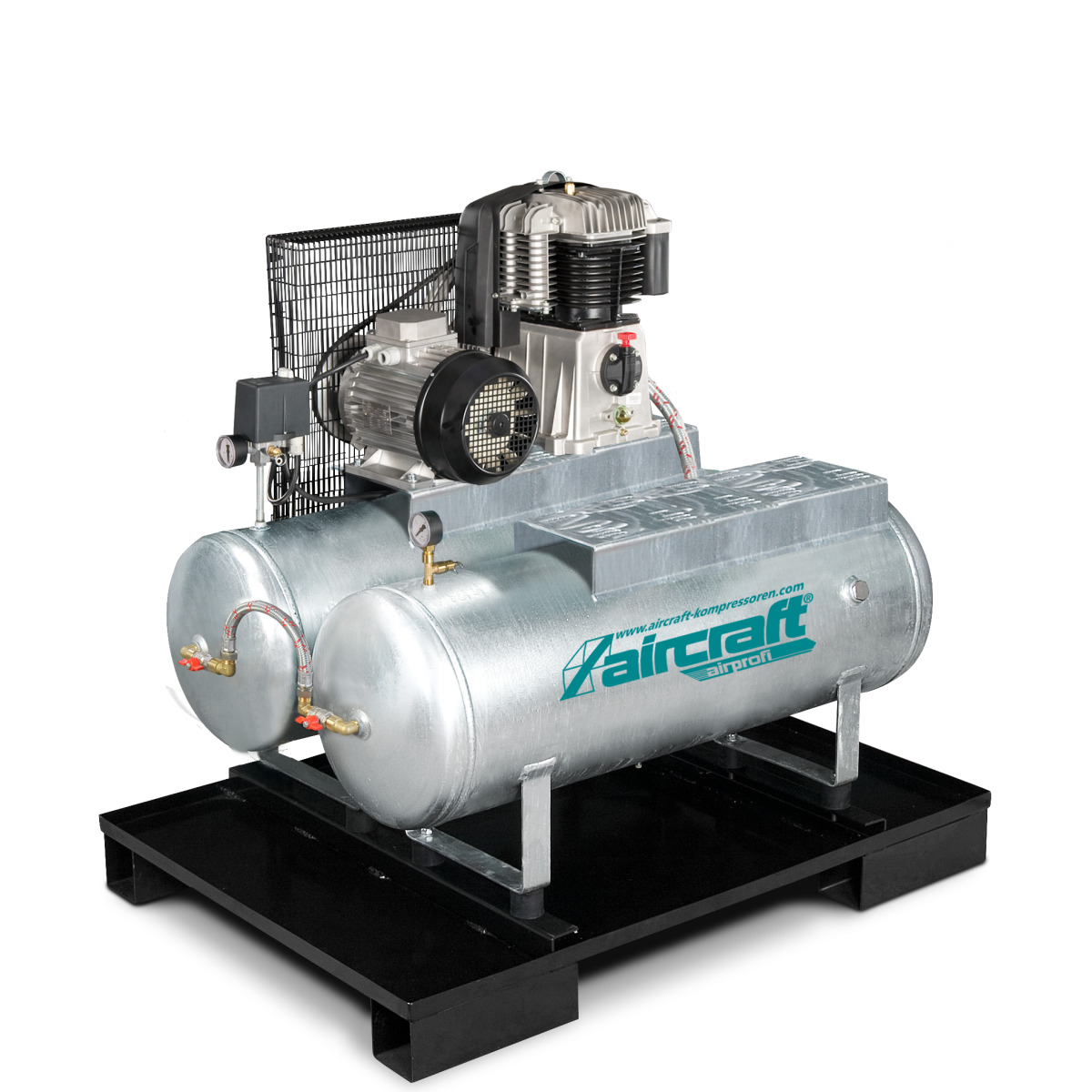 AIRCRAFT AIRPROFI DUO 703 / 2x100 / 10 – Stationary Piston Compressor With 2X 100 Liter Compressed Air Tanks