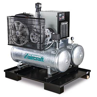 AIRCRAFT AIRPROFI DUO 853 / 2x100 / 10KK – Stationary Piston Compressor With 2X 100 Liter Compressed Air Tanks, Refrigerant Dryer, Fine Filter, Steam Trap And Conditioner
